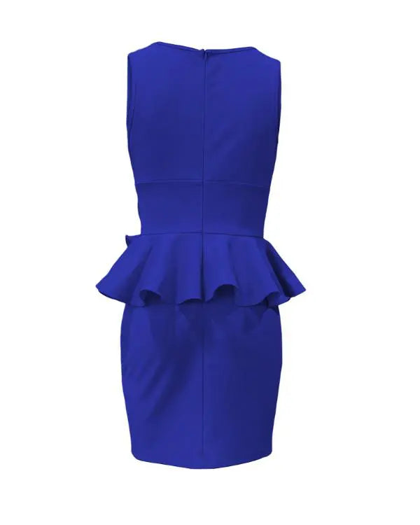 Rose Detail Ruffle Hem V-Neck Bodycon Dress