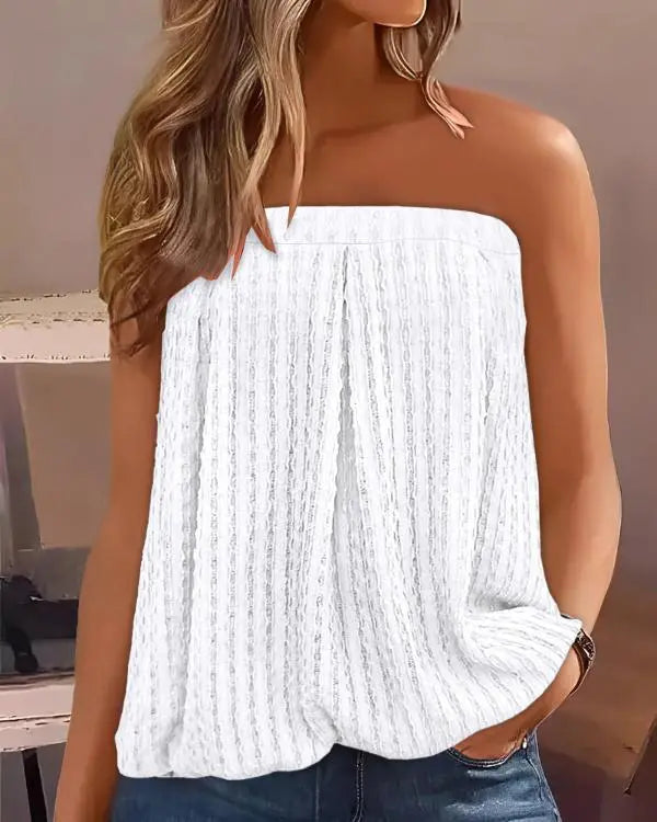 Ruched Bandeau Textured Tank Top