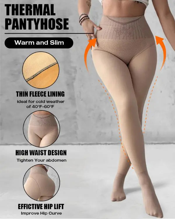 ShapeLift Transparent Butt Lifting Tight Fleece Lined Tummy Control Thick High Waist Elasticity Thermal Pantyhose Warm Leggings