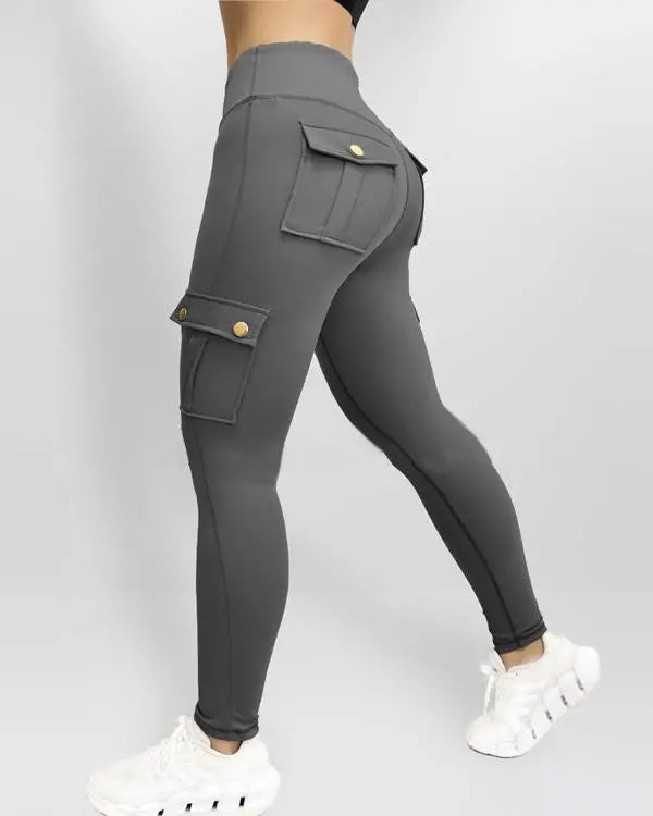 Butt Lifting Biker Capris Leggings High Waist Flap Pocket Workout Capris Gym Pants