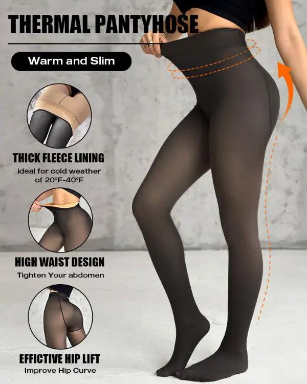 ShapeLift 2-Piece Magic Thick Fleece Lined Leggings High Waist Thermal Pantyhose Warm Leggings 3 Shades(Size Regular/Large/Extra Large)