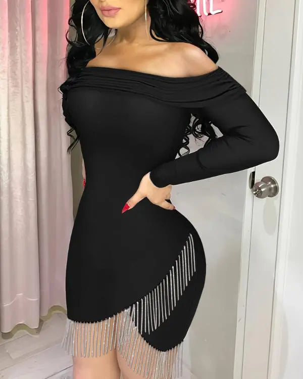 Leopard Pattern Bandeau Contrast Sequin Bodycon Dress