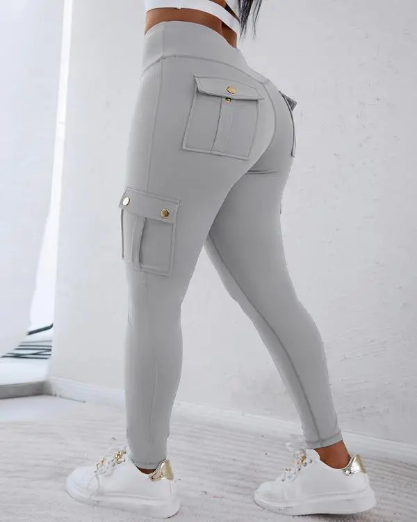 Butt Lifting Biker Capris Leggings High Waist Flap Pocket Workout Capris Gym Pants