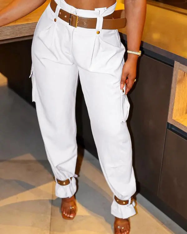 Pocket Design High Waist Pants