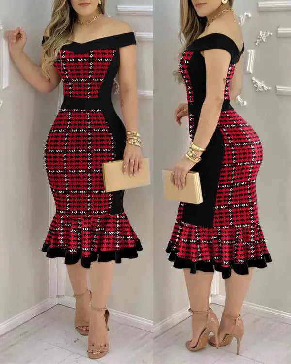 Cold Shoulder Pearls Strap Bodycon Dress Cowl Neck Ruffle Hem Cocktail Evening Party Dresses