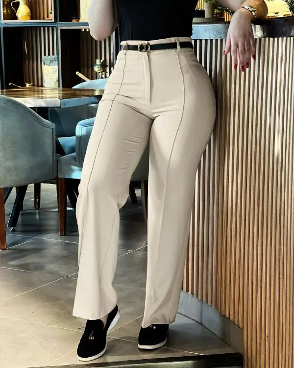 High Waist Straight Leg Work Pants Business Casual Trousers