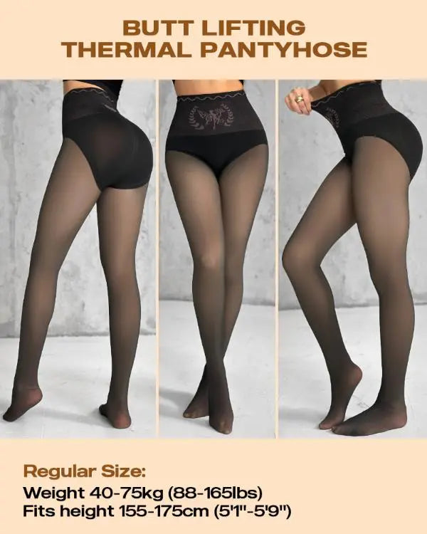 ShapeLift Transparent Butt Lifting Tight Fleece Lined Tummy Control Thick High Waist Elasticity Thermal Pantyhose Warm Leggings