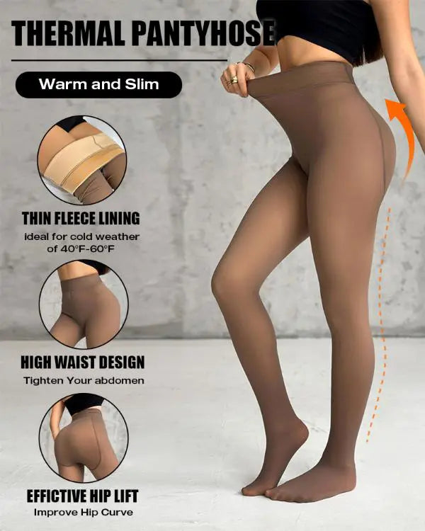 ShapeLift 2-Piece Magic Thick Fleece Lined Leggings High Waist Thermal Pantyhose Warm Leggings 3 Shades(Size Regular/Large/Extra Large)