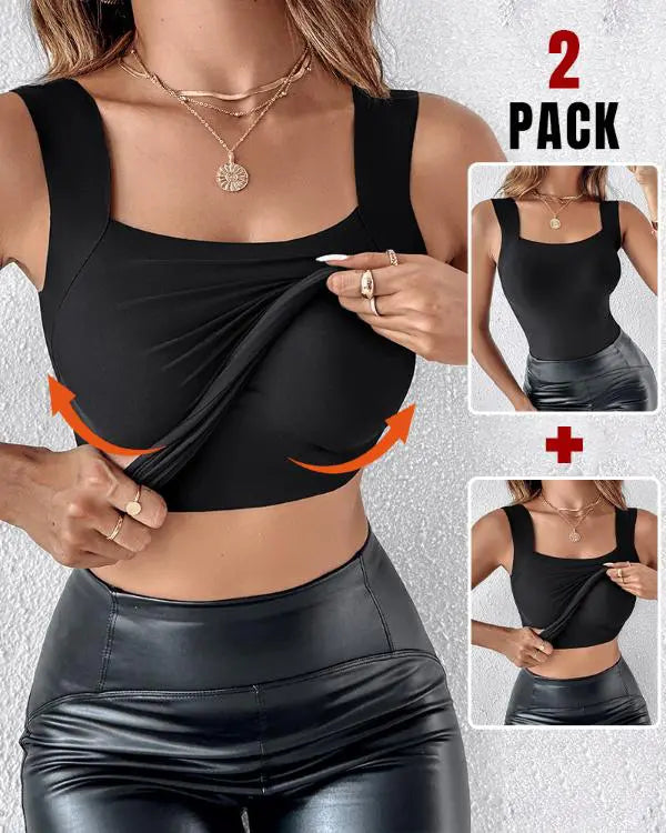 ContourX 2 Piece U Neck Shapewear Built-in Bra Tank High Strechy Sleeveless Slim Fit Tops Camisole