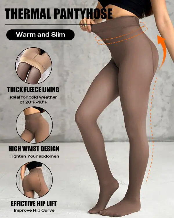 ShapeLift 2-Piece Magic Thick Fleece Lined Leggings High Waist Thermal Pantyhose Warm Leggings 3 Shades(Size Regular/Large/Extra Large)