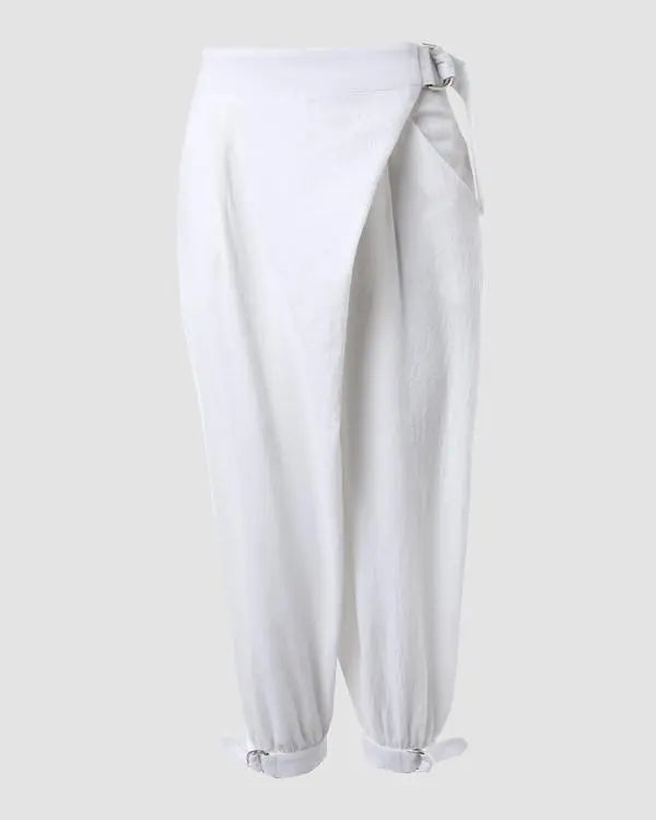 Buckled Pocket Design Cuffed Pants