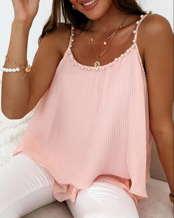 Pearls Decor Layered Cami Top