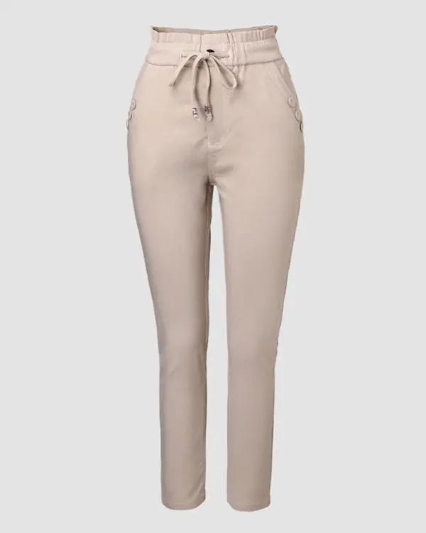 Fleece Lined Joggers with Pockets Drawstring High Waisted Thermal Winter Warm Pants