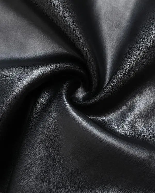 CurveEase PU Leather Leggings High Waist Curved Fleece Lined Tights Casual Pants