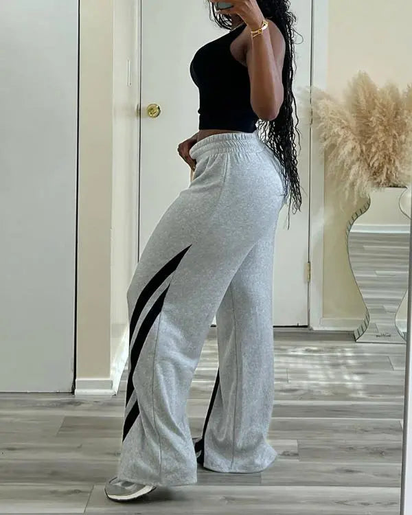 Striped Tape Patch Drawstring Sweatpants