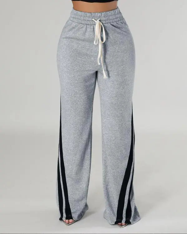 Striped Tape Patch Drawstring Sweatpants