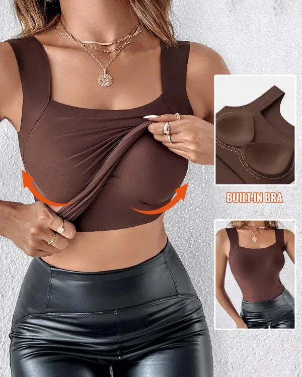 ContourX 2 Piece U Neck Shapewear Built-in Bra Tank High Strechy Sleeveless Slim Fit Tops Camisole