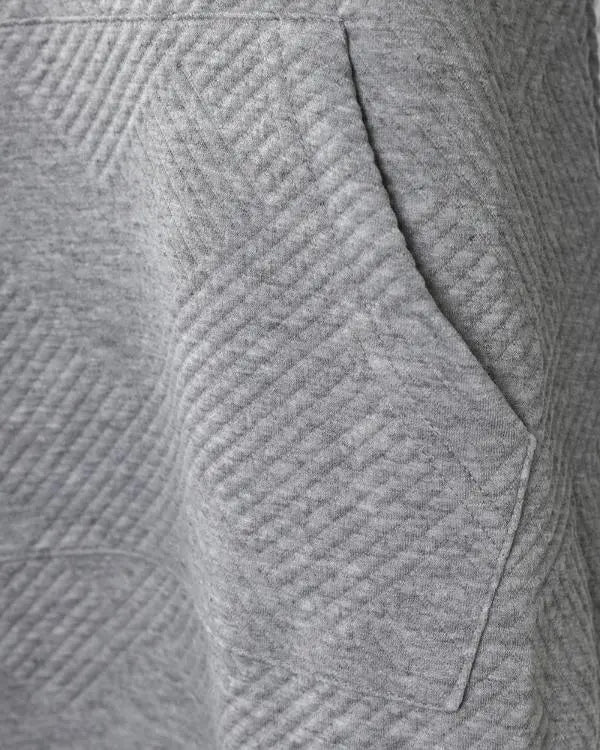 Textured Hooded Button Front Kangaroo Pocket Design Casual Dress