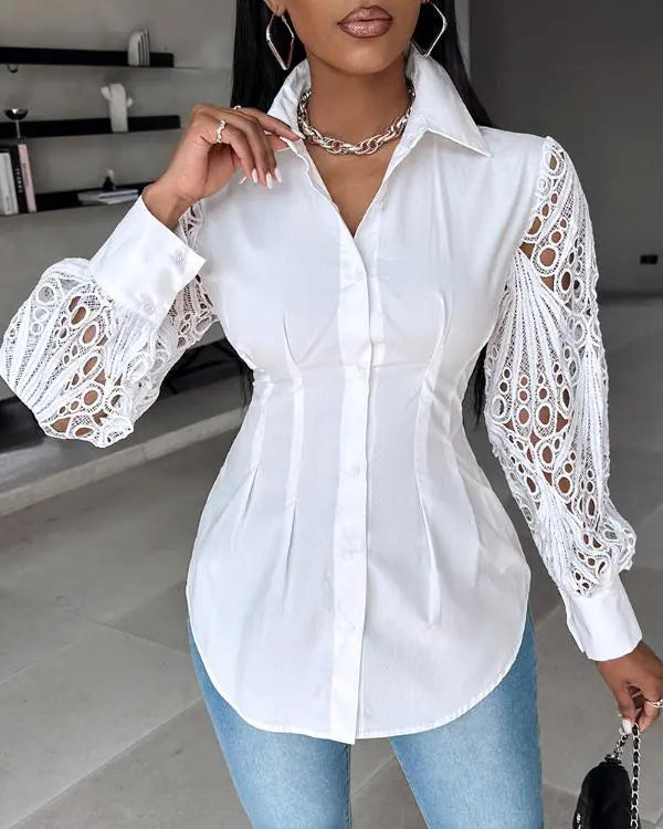 Off Shoulder Layered Ruffles Button-down Asymmetrical Hem Top