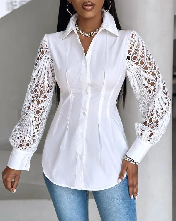 Off Shoulder Layered Ruffles Button-down Asymmetrical Hem Top
