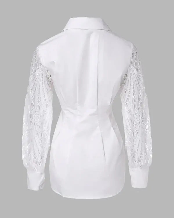 Off Shoulder Layered Ruffles Button-down Asymmetrical Hem Top