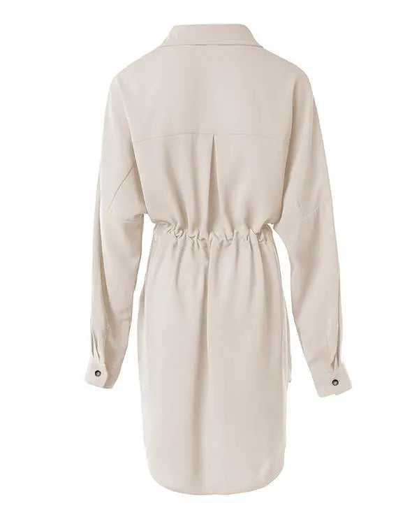 Roll Up Sleeve Buttoned Shirt Dress