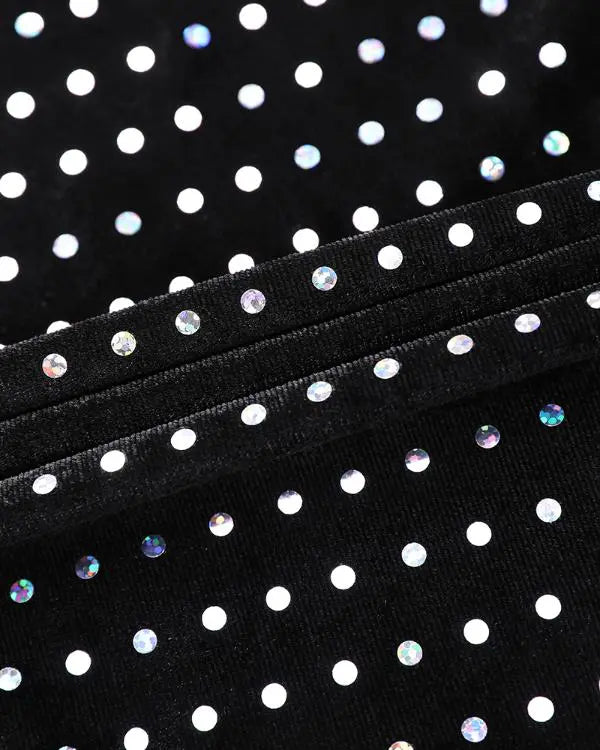 Cold Shoulder Pearls Strap Bodycon Dress Cowl Neck Ruffle Hem Cocktail Evening Party Dresses