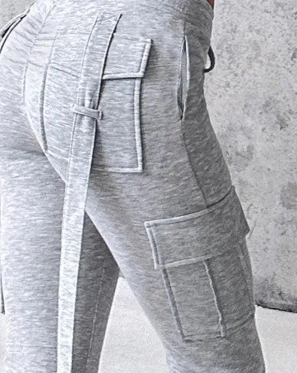 Drawstring Slit Pocket Design Sweatpants