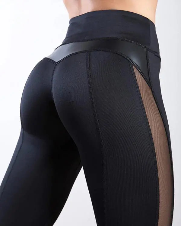 Sheer Mesh High Waist Tummy Control Butt Lift Elasticity Sporty Leggings Causal Active Pants