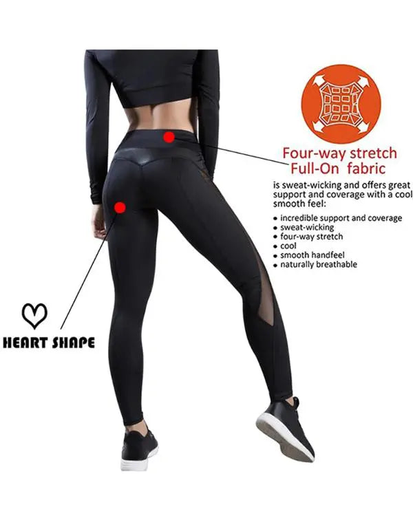 Sheer Mesh High Waist Tummy Control Butt Lift Elasticity Sporty Leggings Causal Active Pants