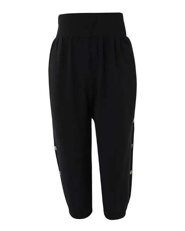 High Waist Buttoned Cuffed Pants