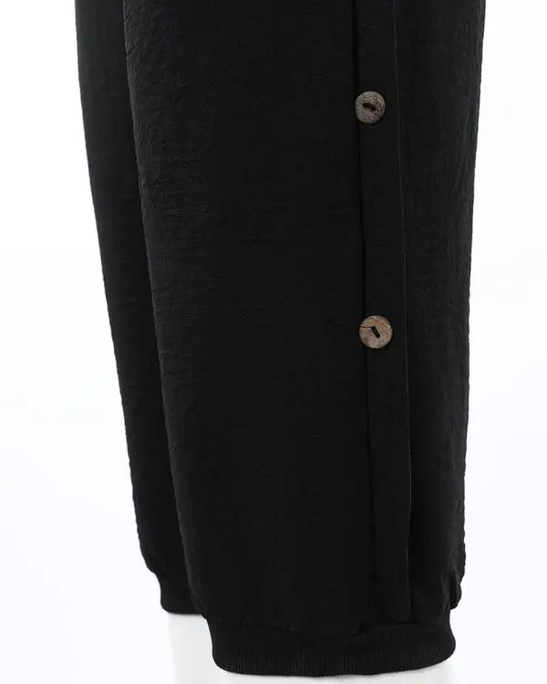 High Waist Buttoned Cuffed Pants