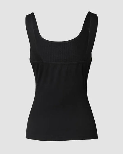 Round Neck Rhinestone Decor Skinny Tank Top