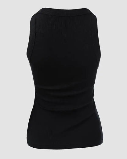 O-Neck Knit Sleeveless Basic Slim Fit Tummy Control Tank Casual Top