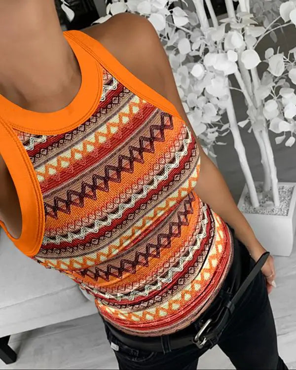 Geometric Pattern Tank Top