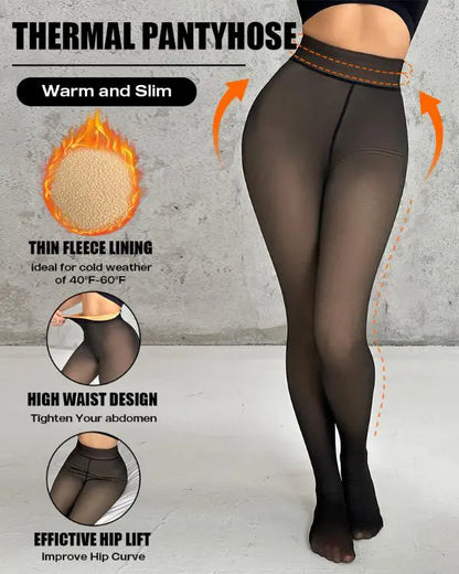 ShapeLift 2-Piece Magic Fleece Lined Leggings Tight Thin Fleece Thermal Pantyhose Warm Leggings（Size Regular/Large/Extra Large）