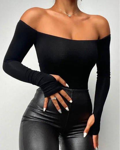 Rhinestone Bandeau Sheer Mesh Slim Fit Long Sleeve Tee Sexy Top