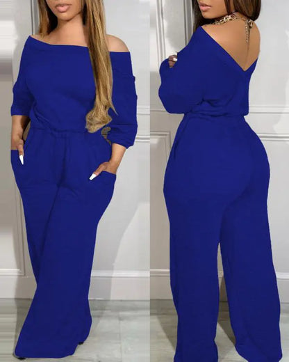 2 Piece Colorblock Zip Up Flap Detail Hoodie High Waist Pants Tracksuits Set