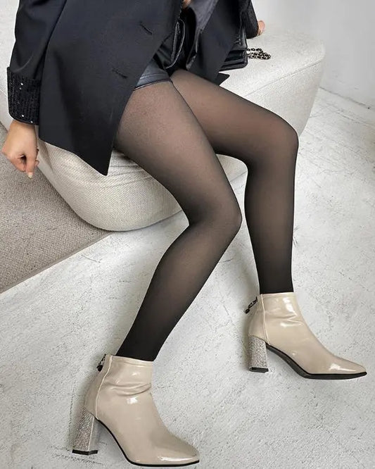 ShapeLift Transparent Butt Lifting Tight Fleece Lined Tummy Control Thick High Waist Elasticity Thermal Pantyhose Warm Leggings