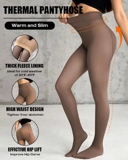 ShapeLift 2-Piece Magic Thick Fleece Lined Leggings High Waist Thermal Pantyhose Warm Leggings 3 Shades（Size Regular/Large/Extra Large）