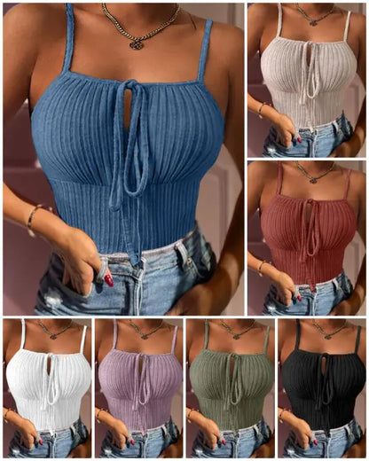 Tied Detail Ribbed Cami Top