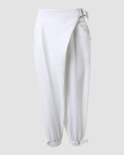 Buckled Pocket Design Cuffed Pants