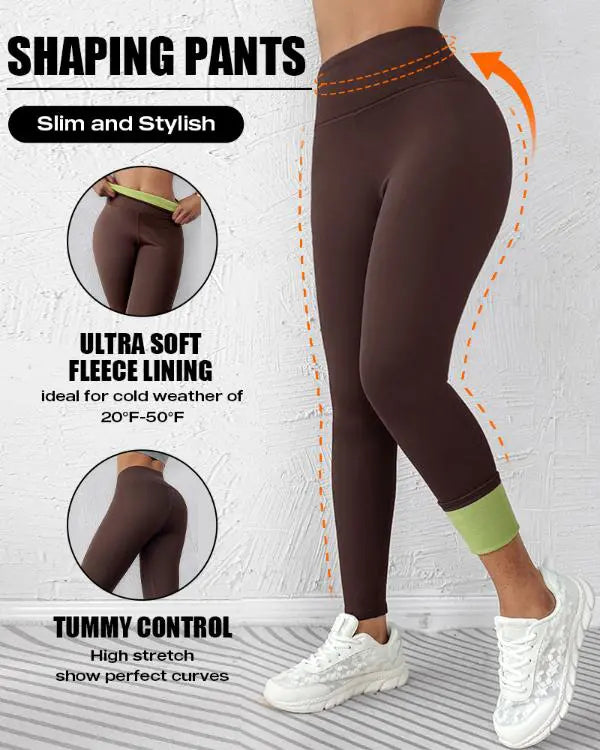 ShapeLift Fleece Lined Active Pants Thick Soft Tummy Control Termal Warm Winter Shaping Pants