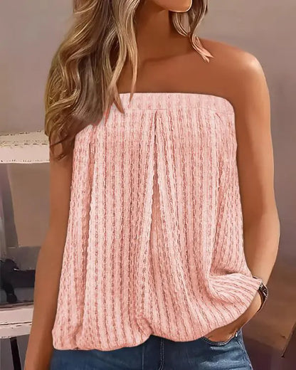 Ruched Bandeau Textured Tank Top