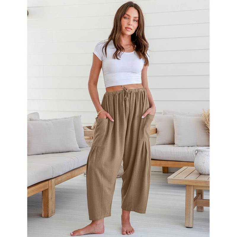 Linen Loose Leg Palazzo Harem Pants