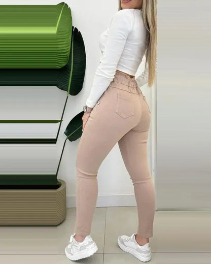 Fleece Lined Joggers with Pockets Drawstring High Waisted Thermal Winter Warm Pants