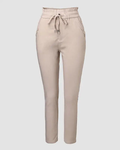 Fleece Lined Joggers with Pockets Drawstring High Waisted Thermal Winter Warm Pants