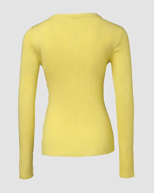 Crewneck Half Zipper Design Long Sleeve Knit Sweater Casual Pullover Tops