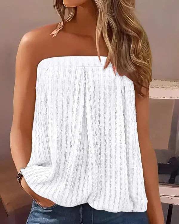 Ruched Bandeau Textured Tank Top