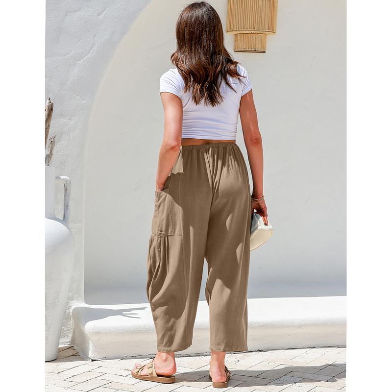 Linen Loose Leg Palazzo Harem Pants